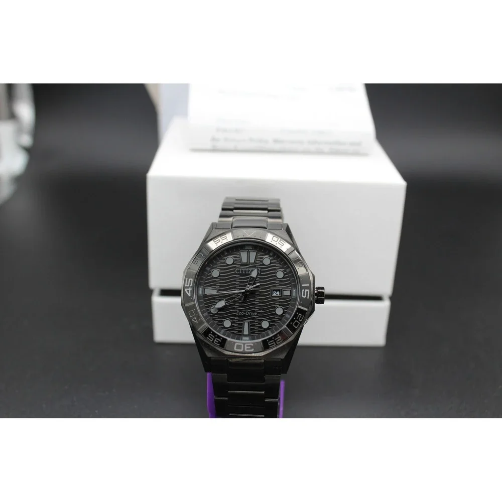 Citizen Brycen AW1855-52E Eco-Drive Black 42mm Sapphire NIB Full Set